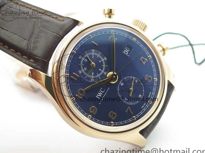 MIROTIME 0108 Portugieser Chrono  42 IW390406 RG ZF 1:1 Best Edition Blue Dial on Brown Leather Strap A Durable 7129
